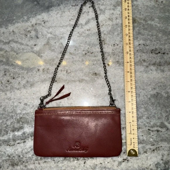 American Bling Leather Hand Bag Clutch Pink Cowhide Chain Strap - Picture 5 of 7